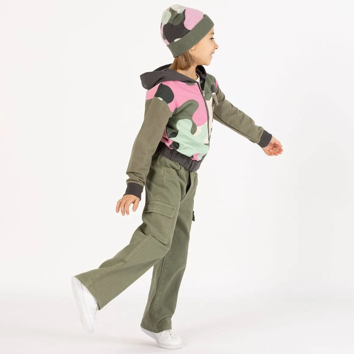 Pantalone cargo in gabardina per bambina