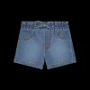 Pantalone corto in denim con fiocco da bambina