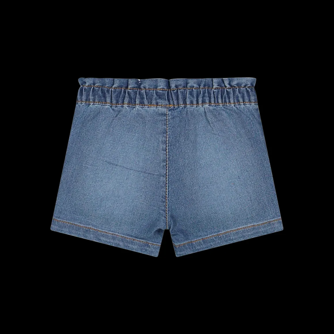 Pantalone corto in denim con fiocco da bambina