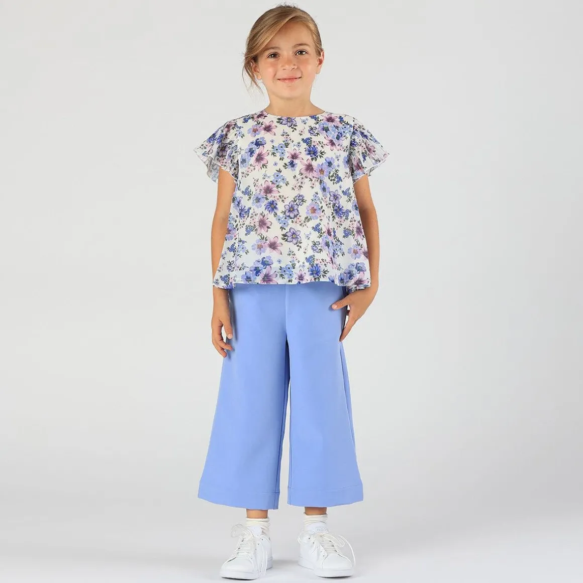 Pantalone cropped in crepe da bambina