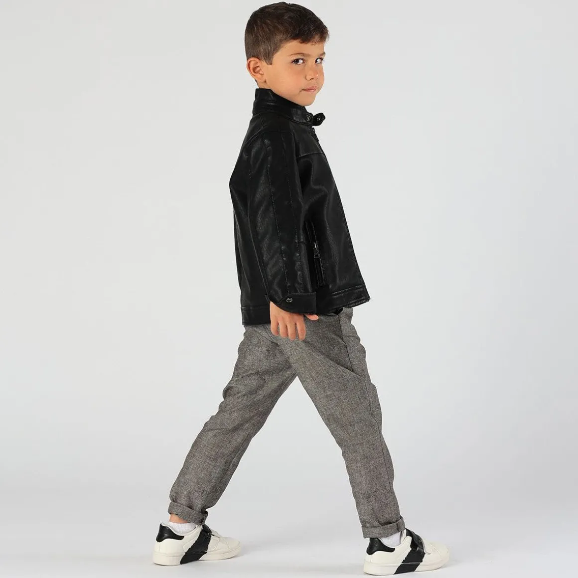 Pantalone da bambino in misto lino