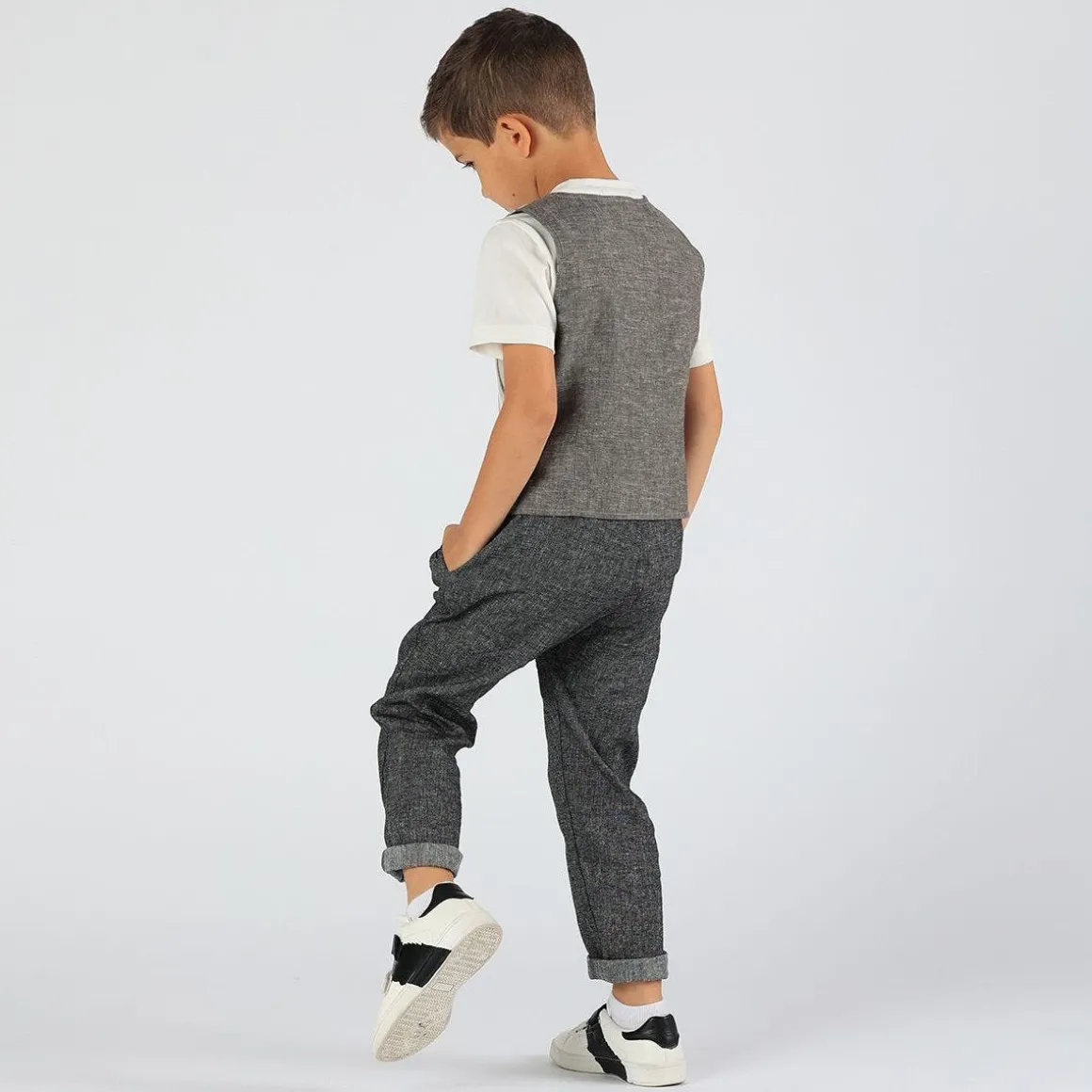 Pantalone da bambino in misto lino