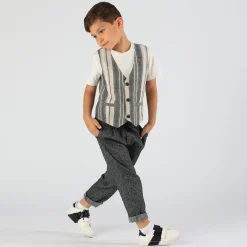 Pantalone da bambino in misto lino