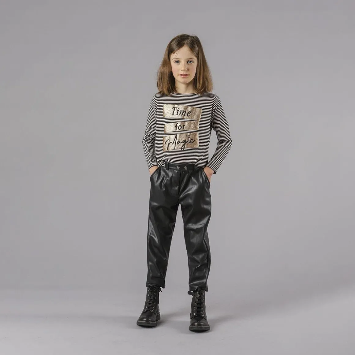 Pantalone ecopelle da bambina