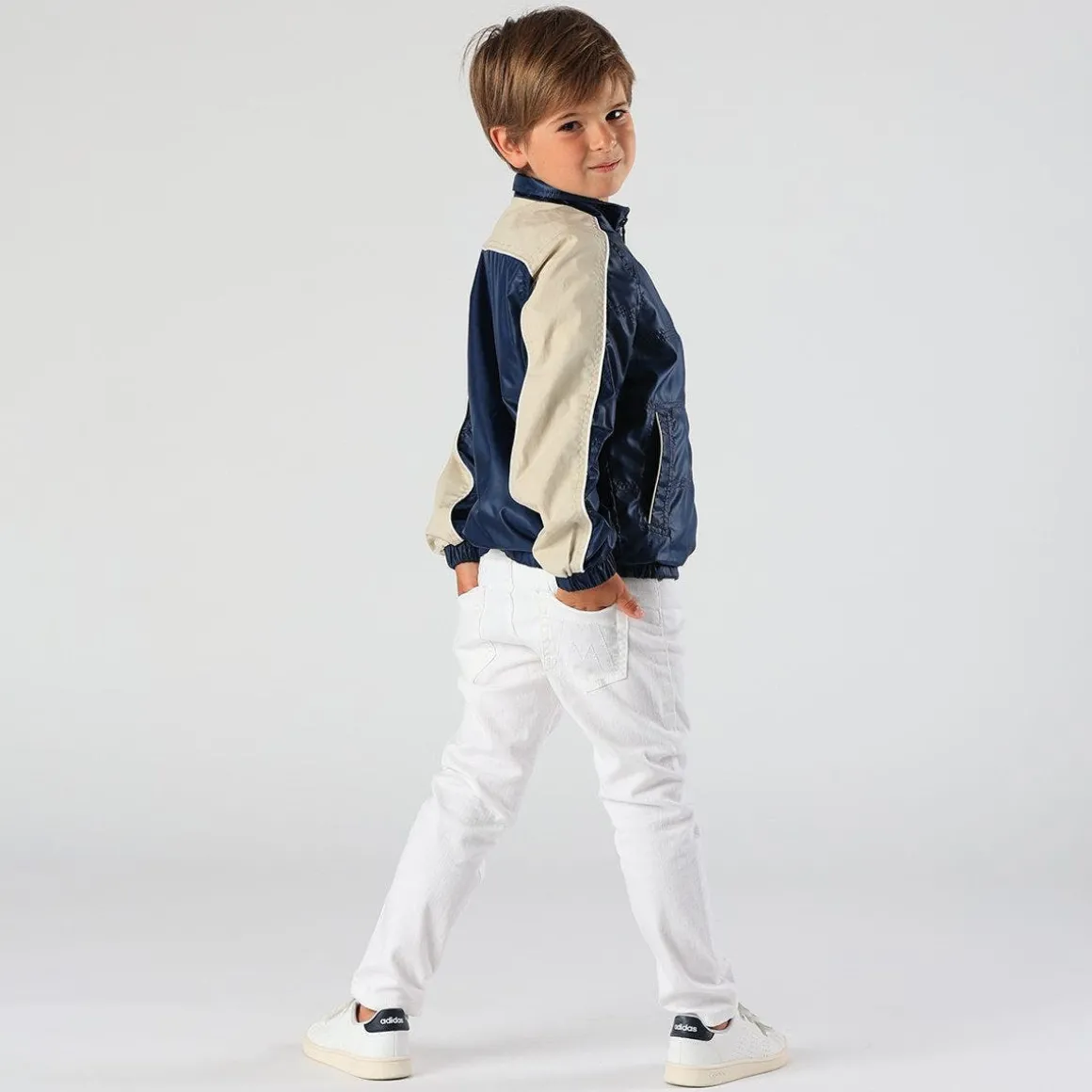 Pantalone in bull denim bianco per bambino