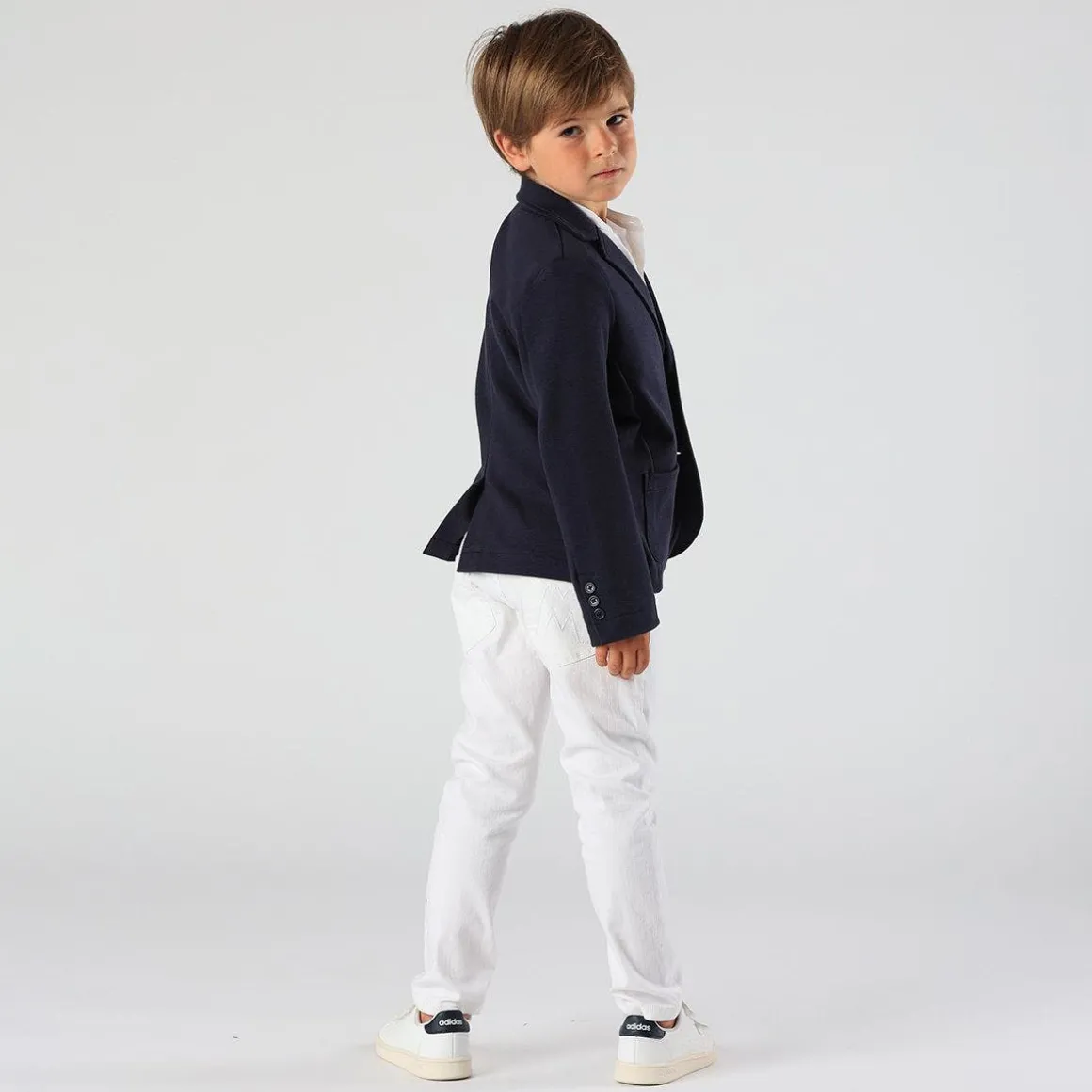 Pantalone in bull denim bianco per bambino