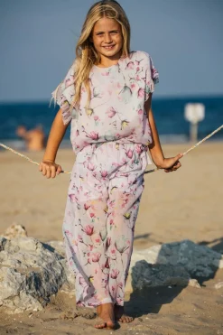 Pantalone in creponne stampato per bambina