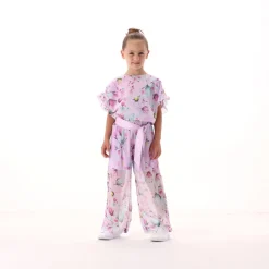 Pantalone in creponne stampato per bambina