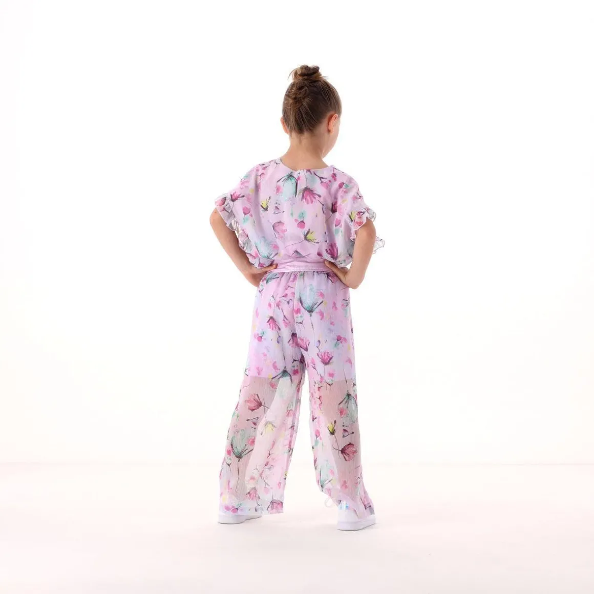 Pantalone in creponne stampato per bambina
