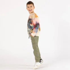Pantalone in gabardina smerigliata per ragazzo