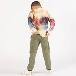 Pantalone in gabardina smerigliata per ragazzo
