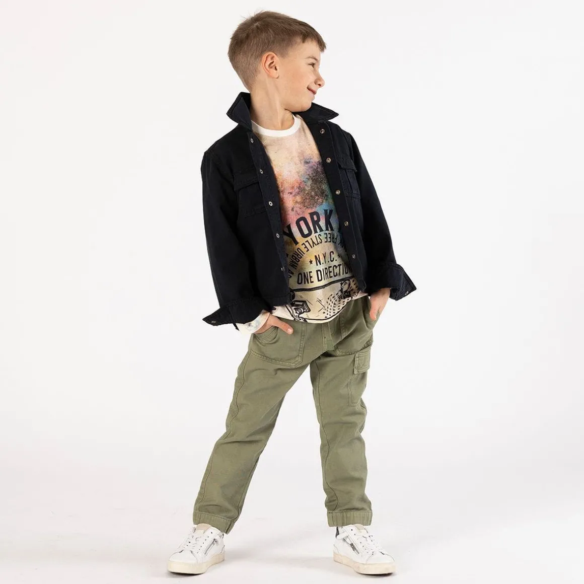 Pantalone in gabardina smerigliata per ragazzo