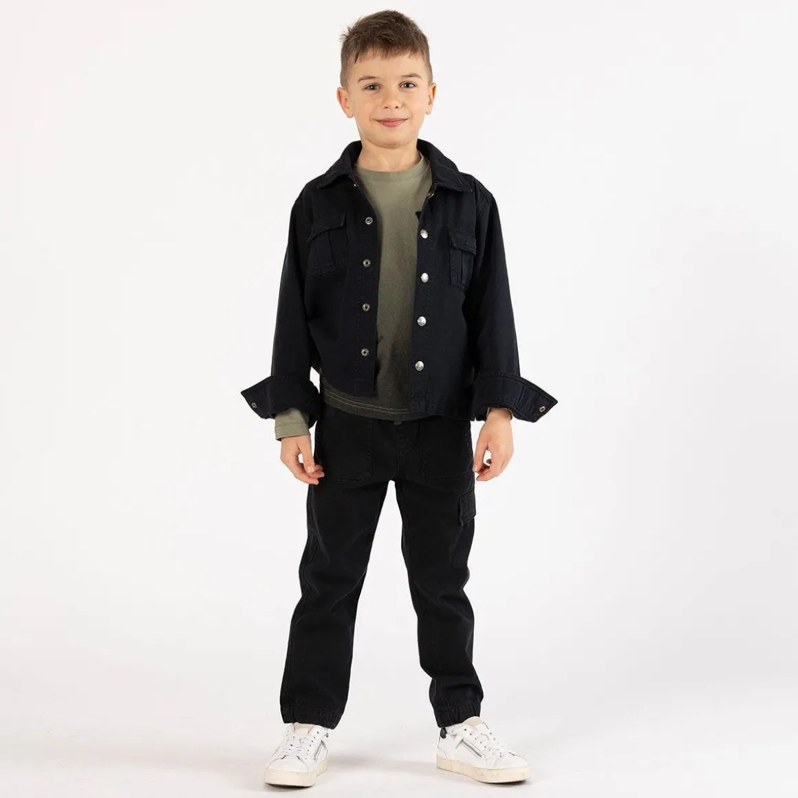 Pantalone in gabardina smerigliata per ragazzo