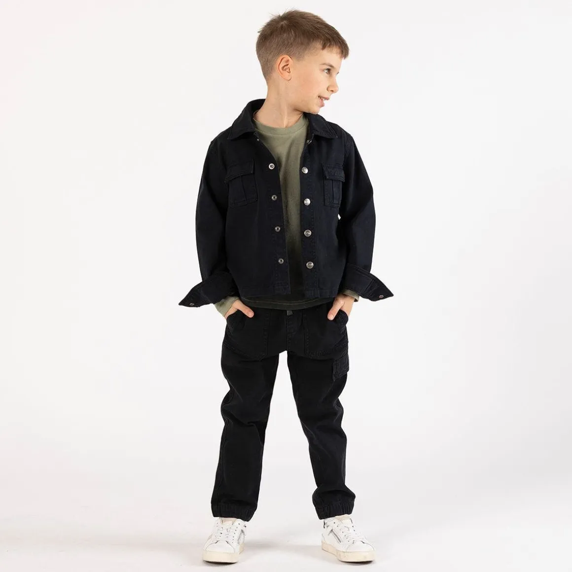 Pantalone in gabardina smerigliata per ragazzo
