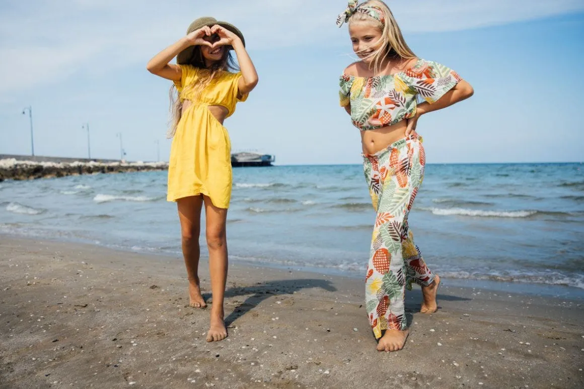 Pantalone in mussola stampata per bambina