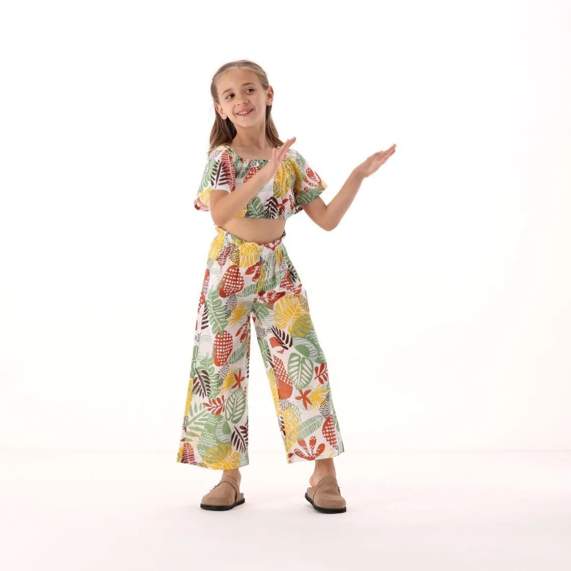 Pantalone in mussola stampata per bambina