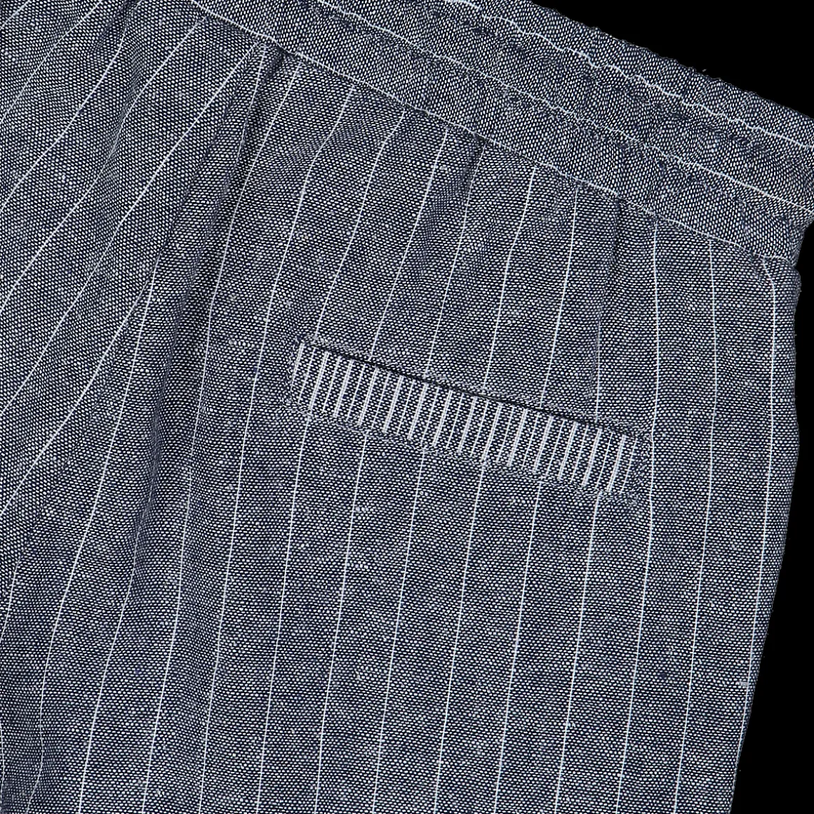 Pantalone lungo da bambino in gessato misto lino