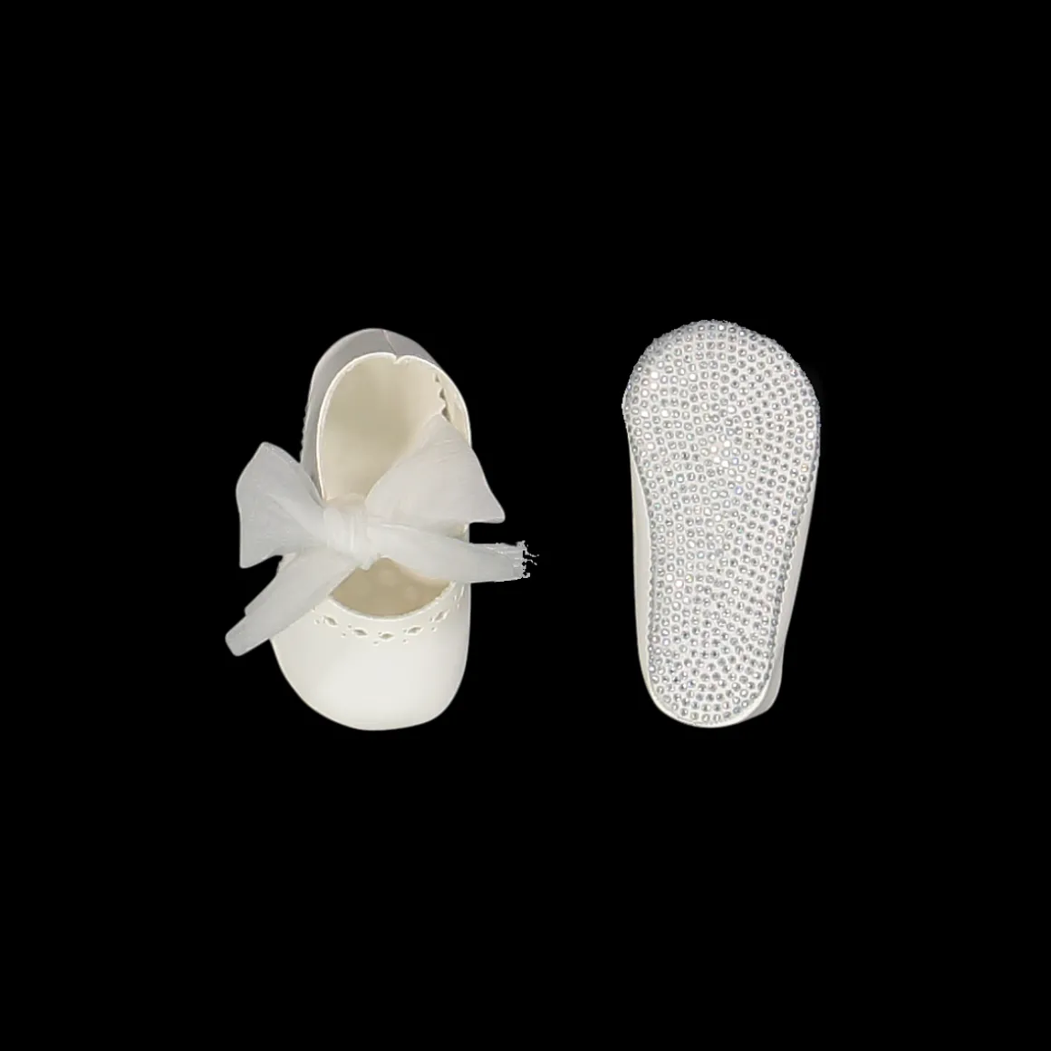 Scarpetta in ecopelle e strass da neonata