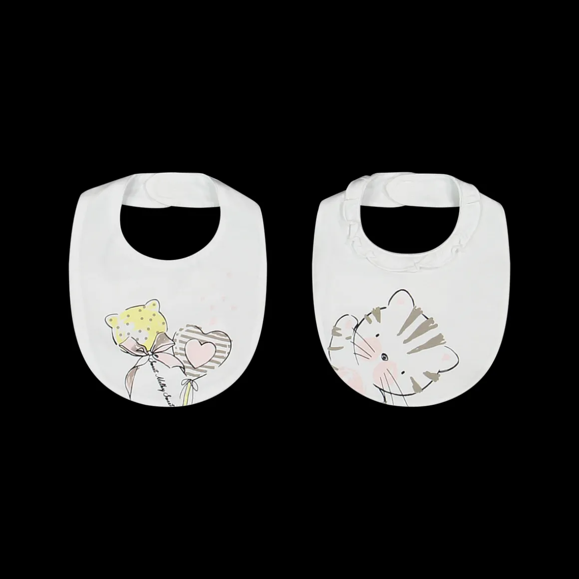Set 2 bavaglini bipack con gattini da bambina