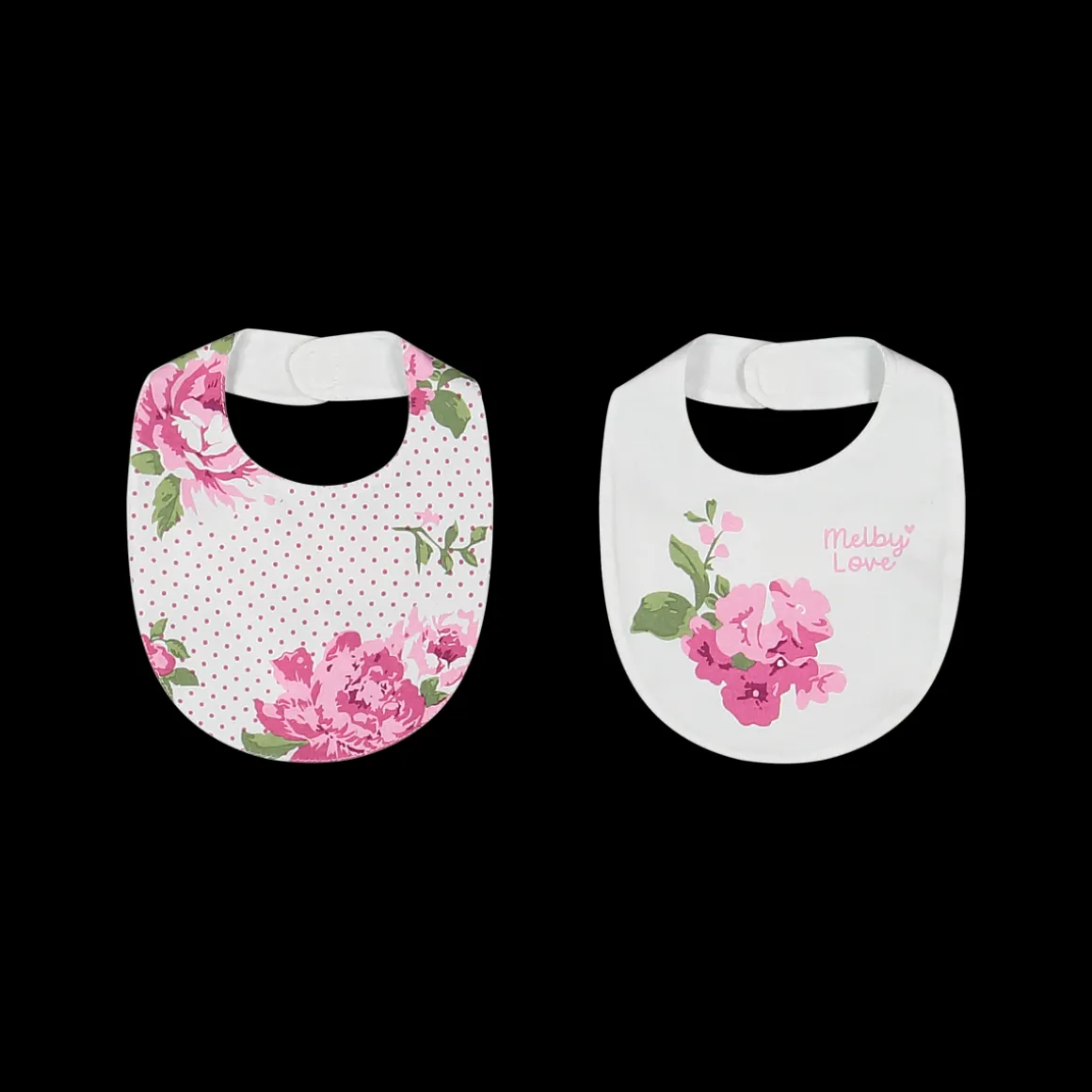 Set 2 bavaglini con fiori da neonata