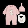 Set 3 pezzi in felpa misto cotone per neonata