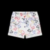 Shorts in felpa con cuoricini per bambina