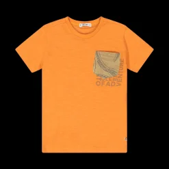 T-shirt arancio con taschino da bambino