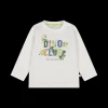 T-shirt bianca con dinosauri per neonato