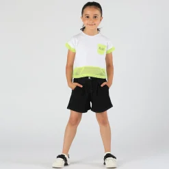 T-shirt boxy da bambina con rete