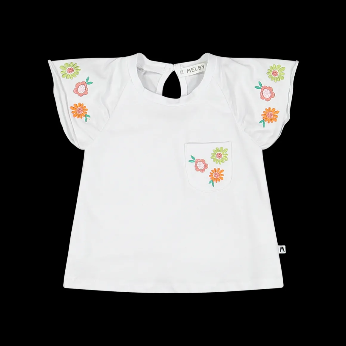 T-shirt con fiorellini ricamati per neonata