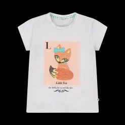 T-shirt con stampa e paillettes da bambina