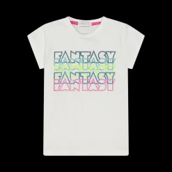 T-shirt con stampa multicolor da bambina