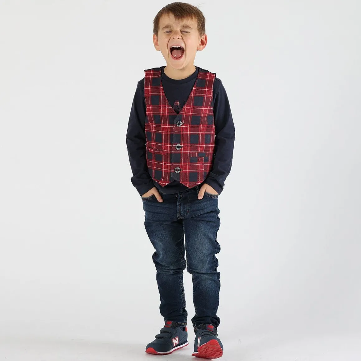 T-shirt da bambino con stampa scozzese