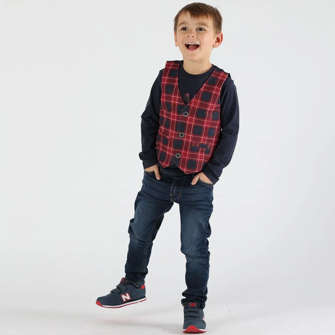 T-shirt da bambino con stampa scozzese