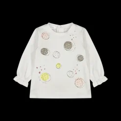 T-shirt in jersey con pois da bambina