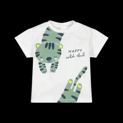T-shirt manica corta in jersey effetto lino bambino