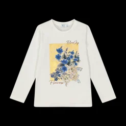 T-shirt manica lunga da bambina bianca