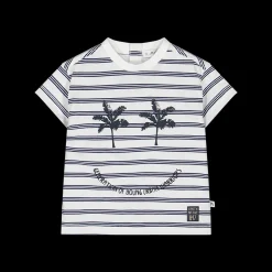 T-shirt riga bianca e blu per bambino