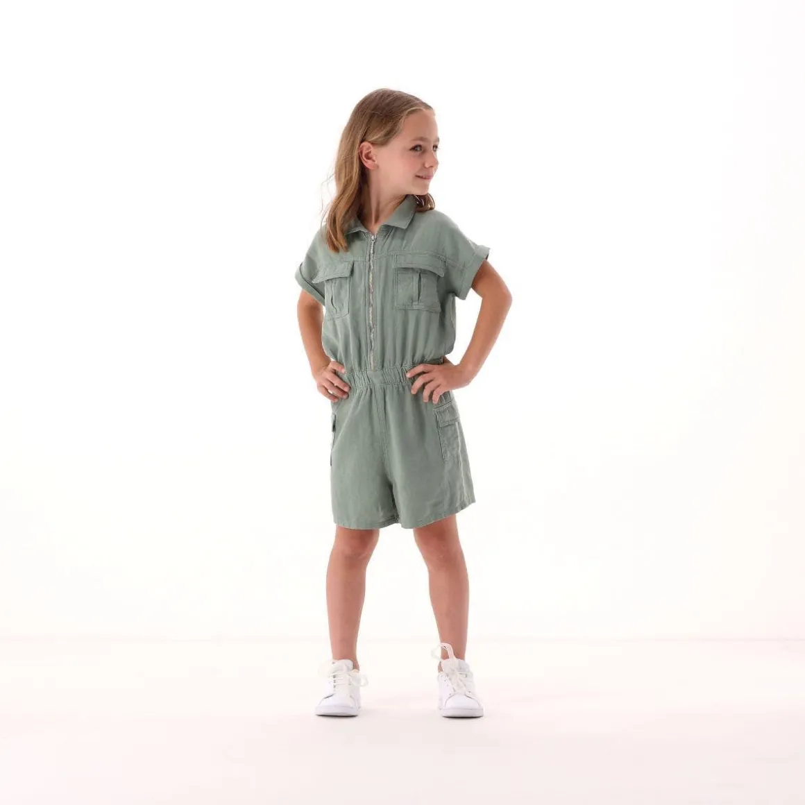 Tuta in misto lino per bambina
