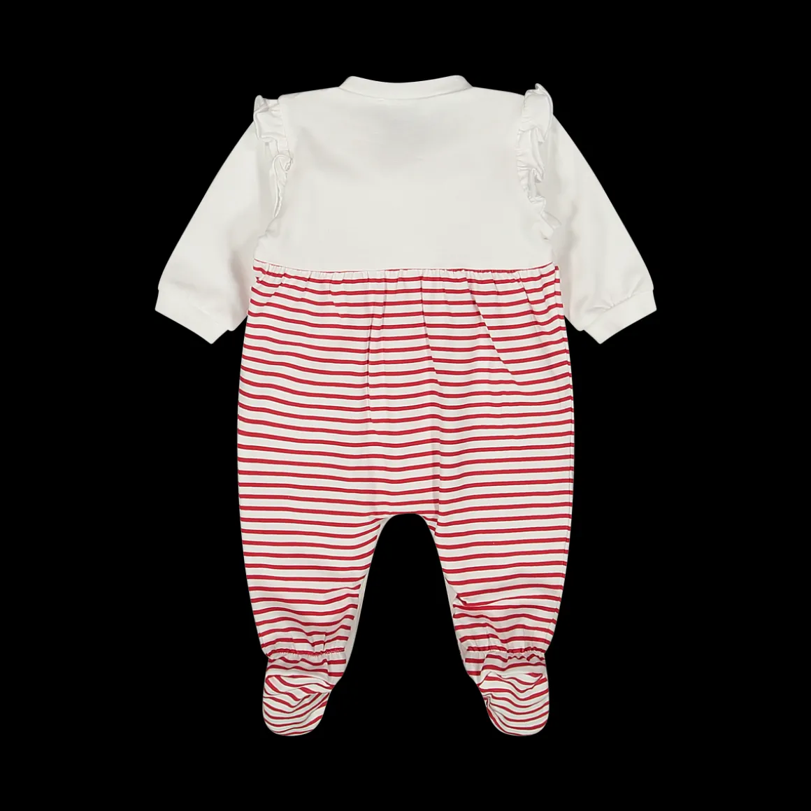 Tutina bianca a righine rosse da neonata