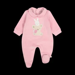 Tutina con piede in ciniglia misto cotone bio per neonata