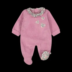 Tutina con piede in ciniglia 100% cotone bio per neonata