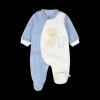 Tutina con piede in ciniglia misto cotone bio per neonato
