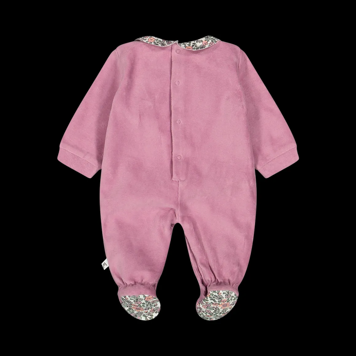 Tutina con piede in ciniglia 100% cotone bio per neonata