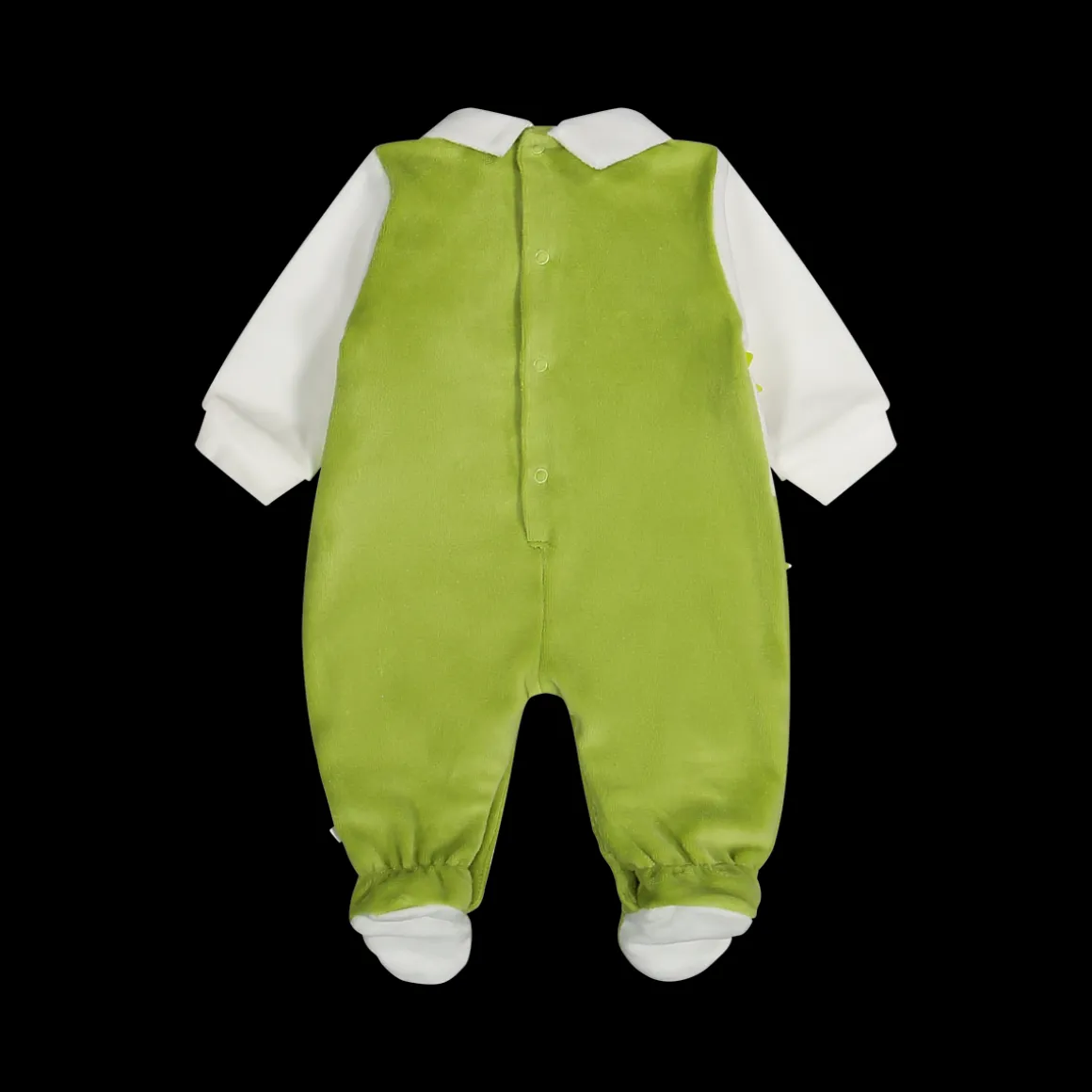 Tutina con piede in ciniglia misto cotone bicolore per neonato
