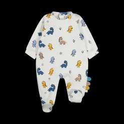 Tutina con piede in felpa elasticizzata misto cotone bio per neonato