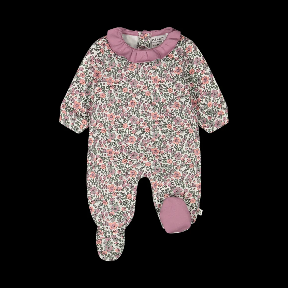 Tutina con piede in felpa elasticizzata misto cotone bio per neonata