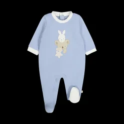 Tutina con piede in stretch interlock misto cotone bio per neonato