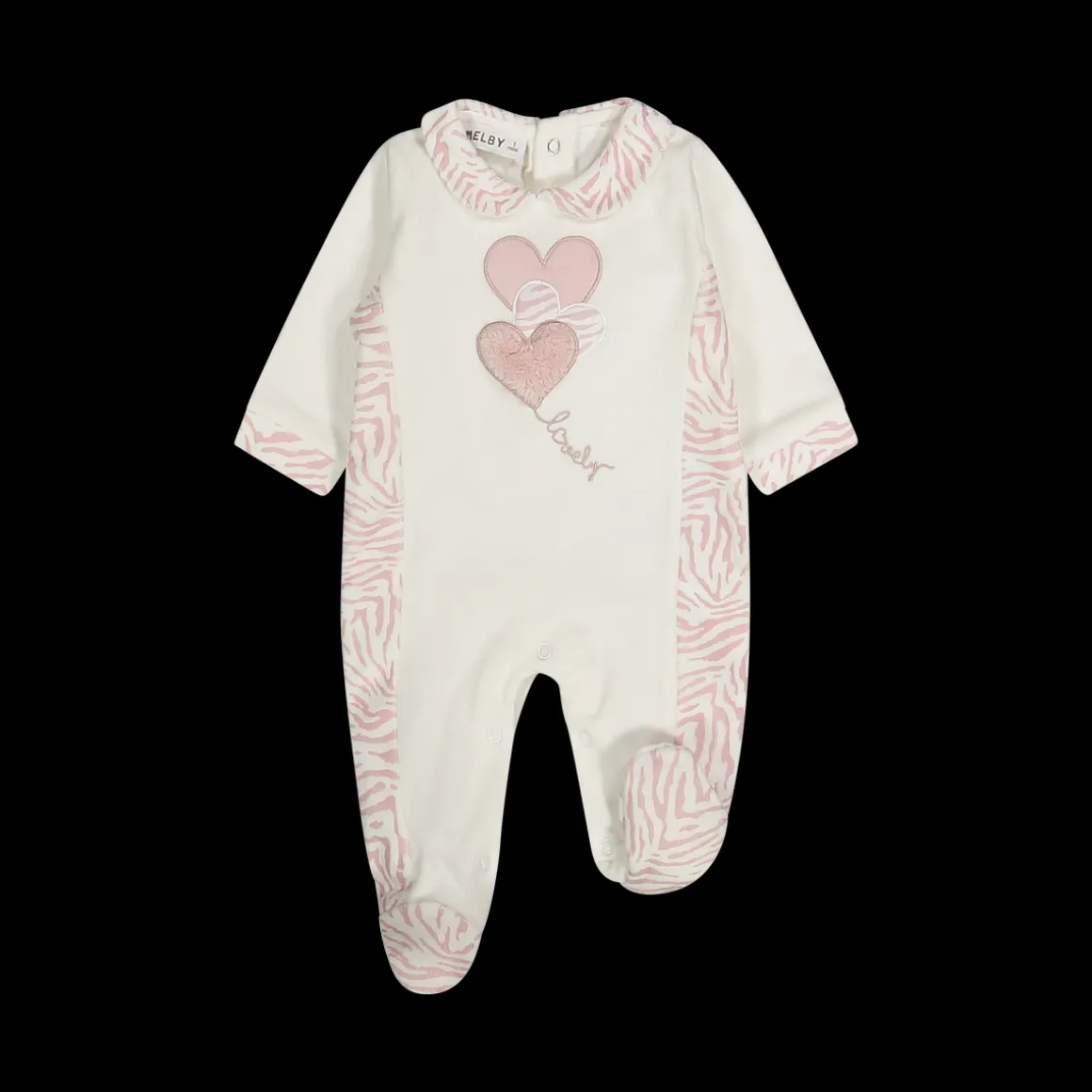 Tutina in ciniglia con cuori da neonata