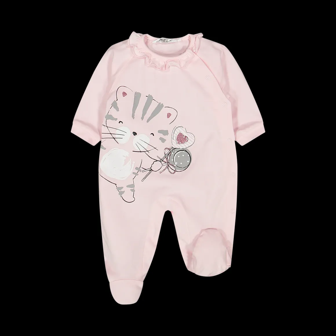 Tutina in jersey con gattini da neonata